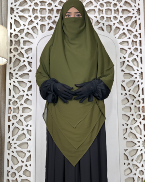 6 Layer Chiffon Gerogette | Olive (V Shape)