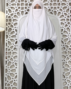 6 Layer Chiffon Gerogette | White (V Shape)