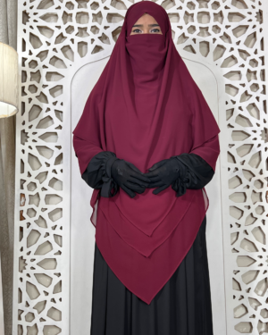 6 Layer Chiffon Gerogette | Red Maroon (V Shape)
