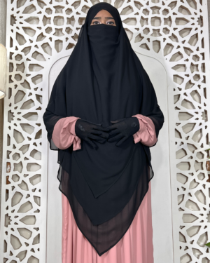 6 Layer Chiffon Gerogette | Black (V Shape)